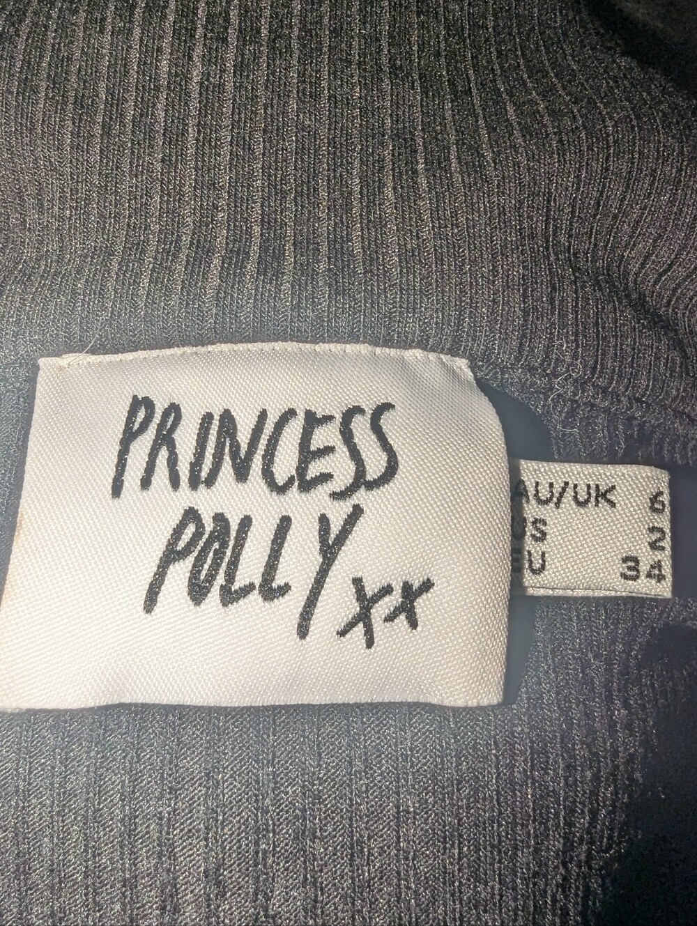 Princess Polly Black Ribbed Button-Front Cropped Top - Picture 4 of 4